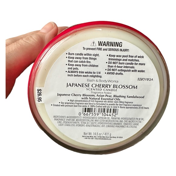 Bath & Body Works Japanese Cherry Blossom Three Wick Candle 14.5 oz NEW - Picture 5 of 8
